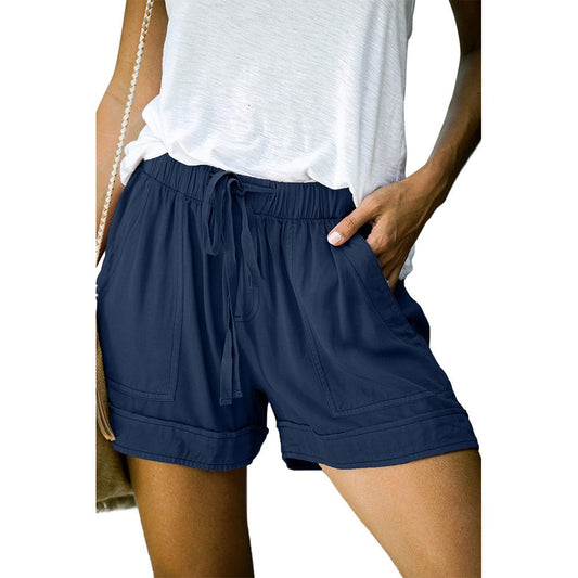 Pantalones cortos cómodos de cintura elástica con cordón de ocio de verano