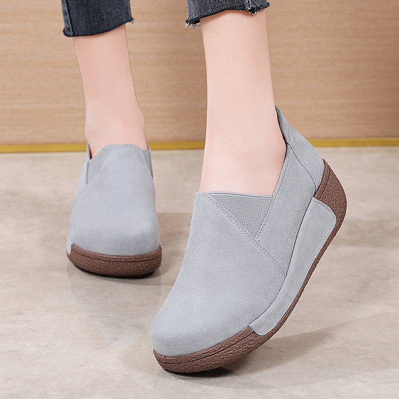 [W-Zapato] Zapatos De Plataforma De Piel De Vaca