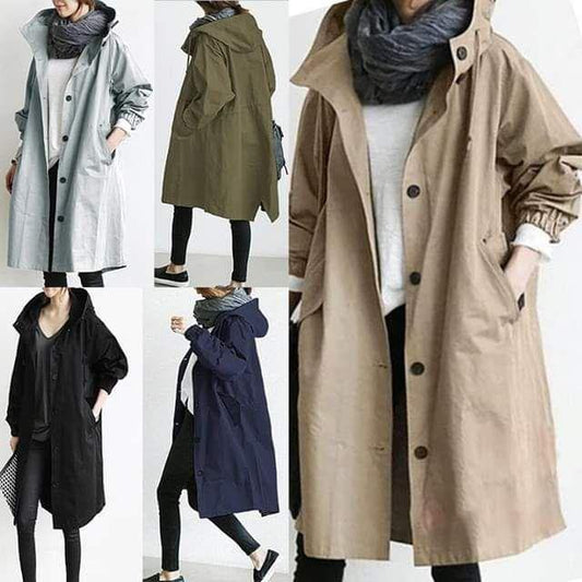 CHAQUETA IMPERMEABLE Y CORTAVIENTO OVERSIZED CON CAPUCHA - MXbueno