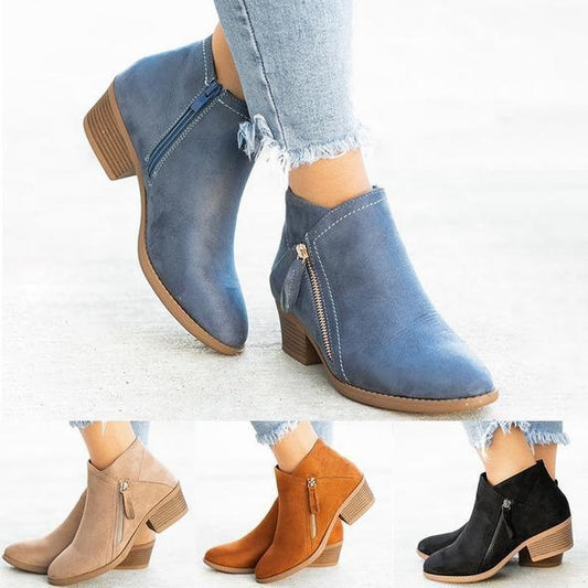 Botines De Gamuza Con Cremallera De Otoño