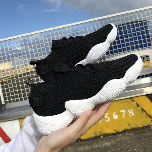 transpirable color sólido elástico con cordones cómodas zapatillas