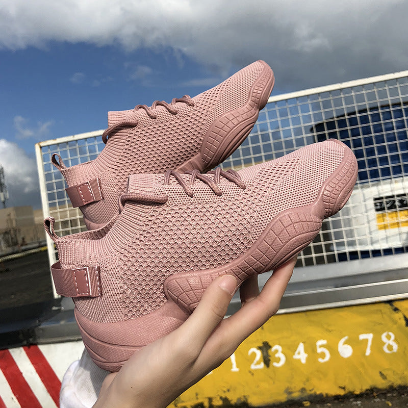 transpirable color sólido elástico con cordones cómodas zapatillas