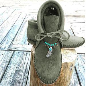 Botas de tacón plano de cuero