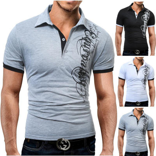 POLO casual delgado con estampado de letras manga corta - MXbueno