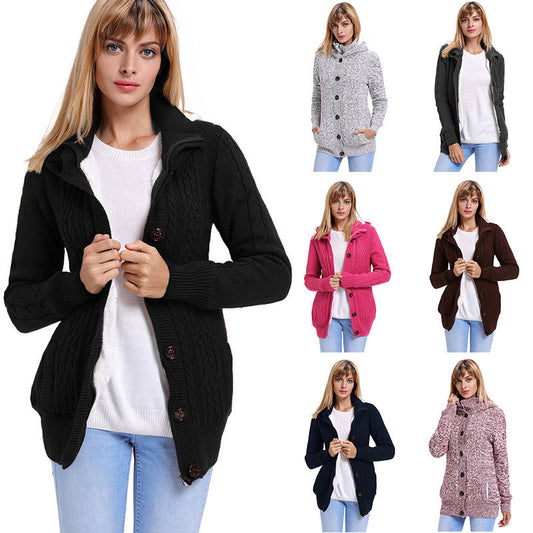 Suéter De Punto Para Mujer Cárdigan De Color Sólido Para Mujer Chaqueta Casual De Manga Larga Con Capucha