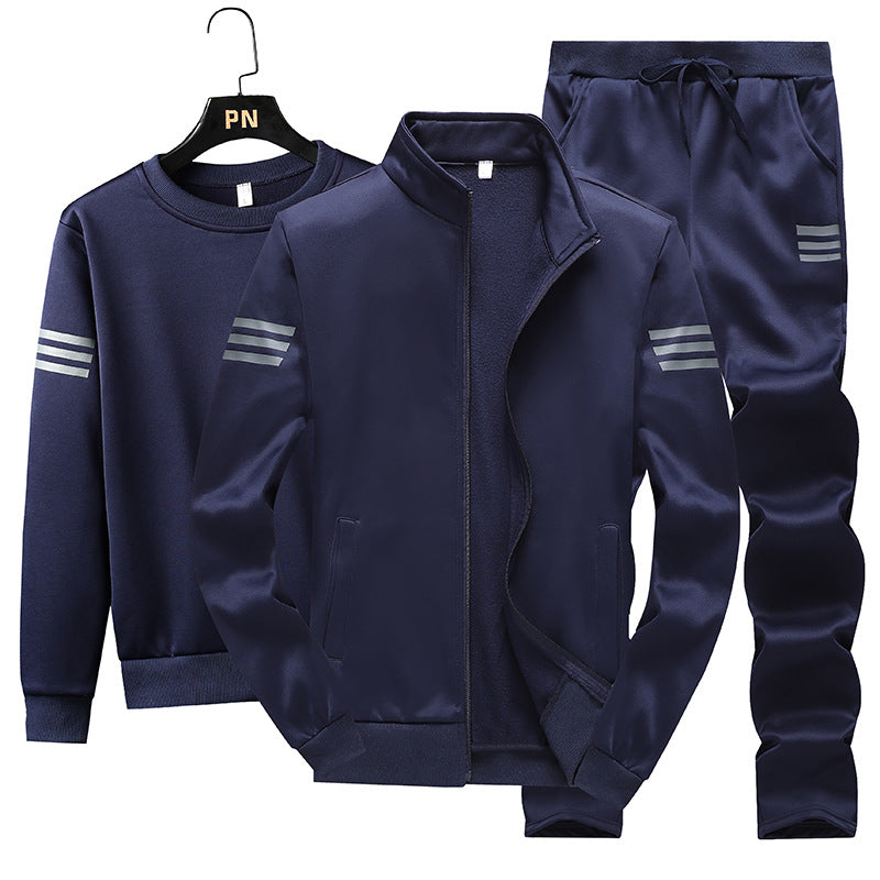 [M-Ropa] Traje Deportivo Casual Más Tamaño De La Chaqueta De La Sudadera De Otoño De Tres Piezas Conjunto