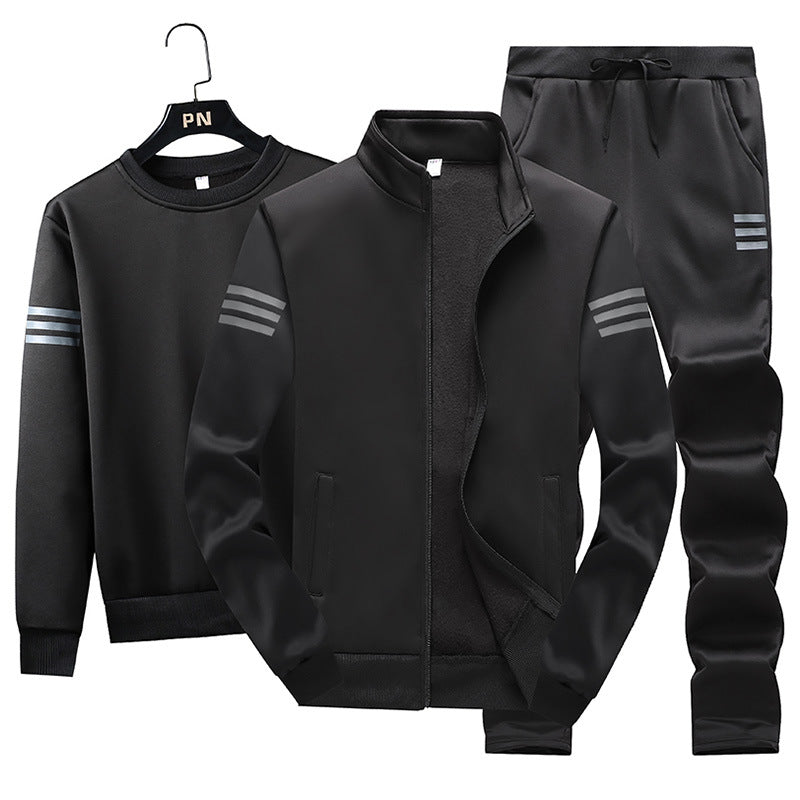 [M-Ropa] Traje Deportivo Casual Más Tamaño De La Chaqueta De La Sudadera De Otoño De Tres Piezas Conjunto