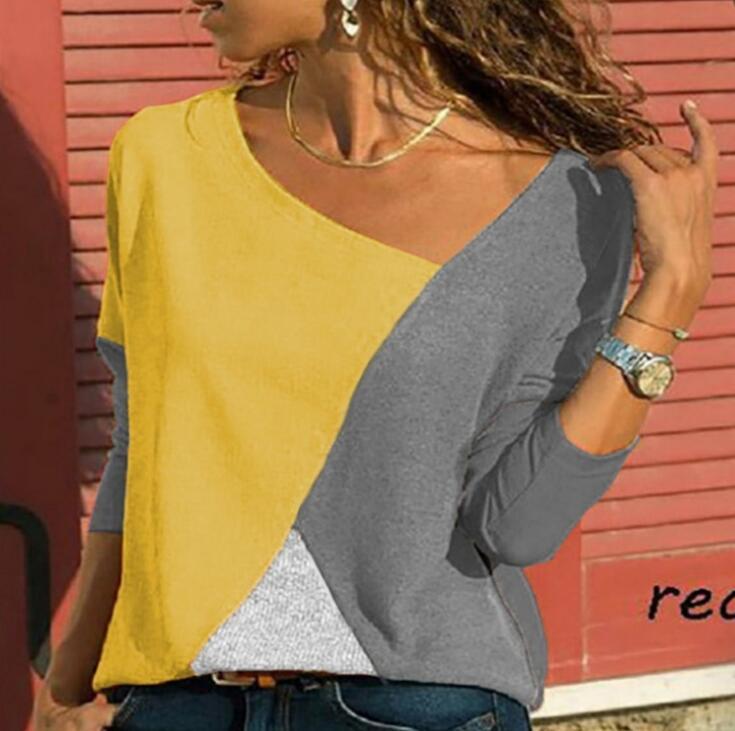 [W-Ropa] Camiseta casual de cuello redondo de manga larga