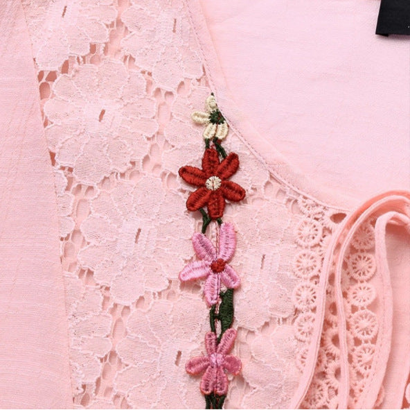 [W-Ropa] Moda encaje Patchwork Bow Blusas para mujer