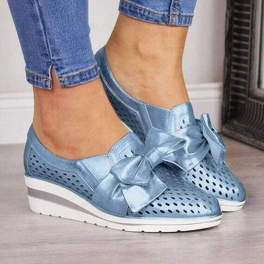 Zapatos Casuales De Cuero Con Cordones Para Mujer