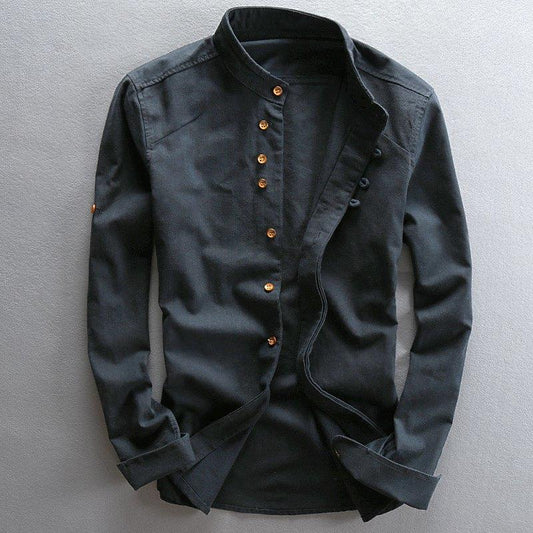 CAMISA DE MEZCLA DE LINO DE MANGA LARGA