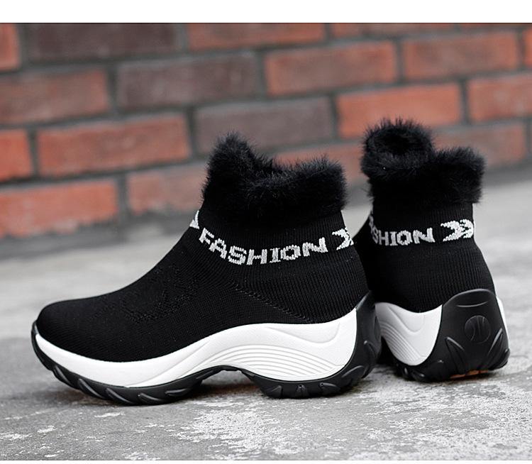 Tamaño grande Mujer Zapatos cómodos de plataforma con forro de piel de malla Casual Botas - MXbueno