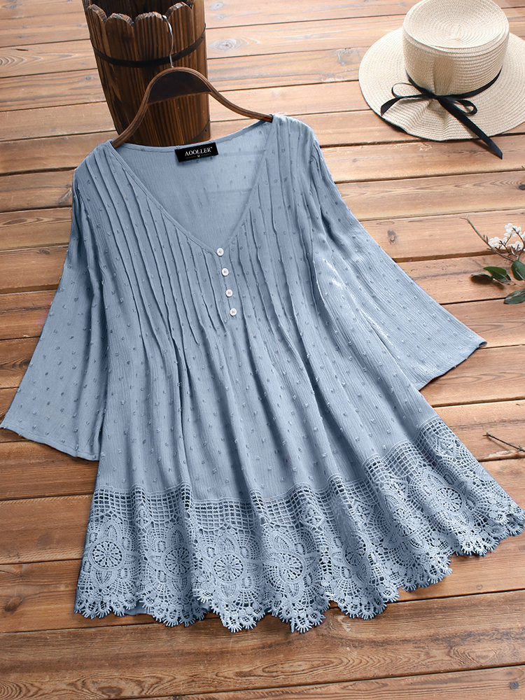 [W-Ropa] Tops De Primavera Y Otoño, Camisas De Lino Y Algodón De Color Sólido, Camisetas Holgadas De Talla Grande Con Huecos, Camisas De Encaje