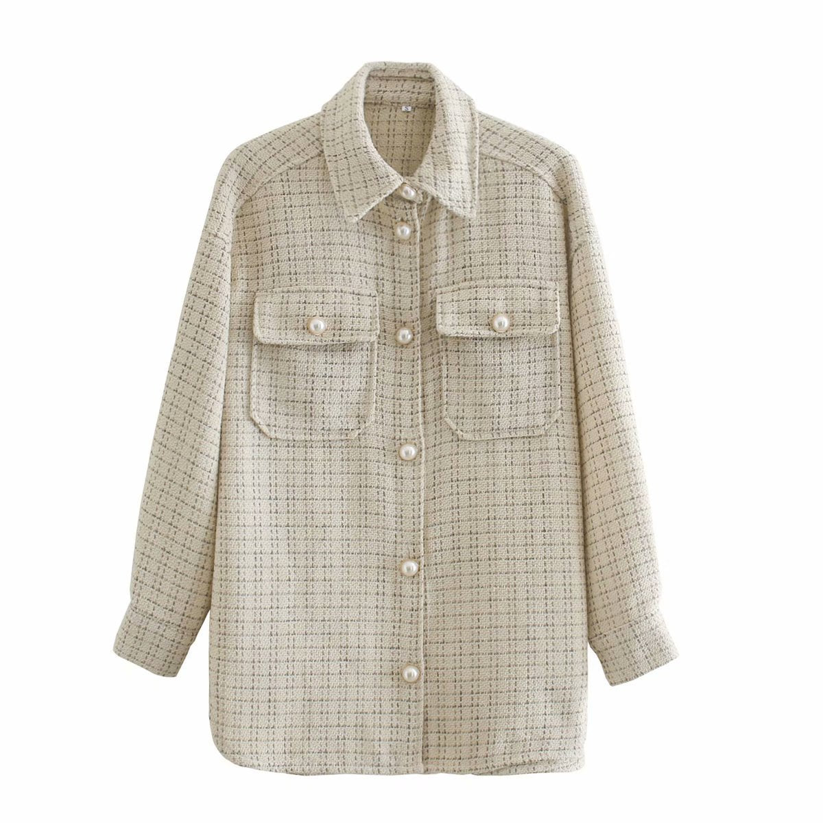 Autumn and Winter Three-color Woolen Shirt Jacket, Lapel Single-breasted Mid-length Top