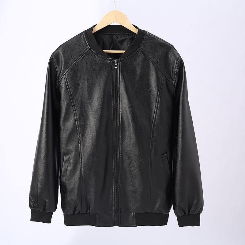 Chaqueta de cuero con cremallera para hombre - MXbueno