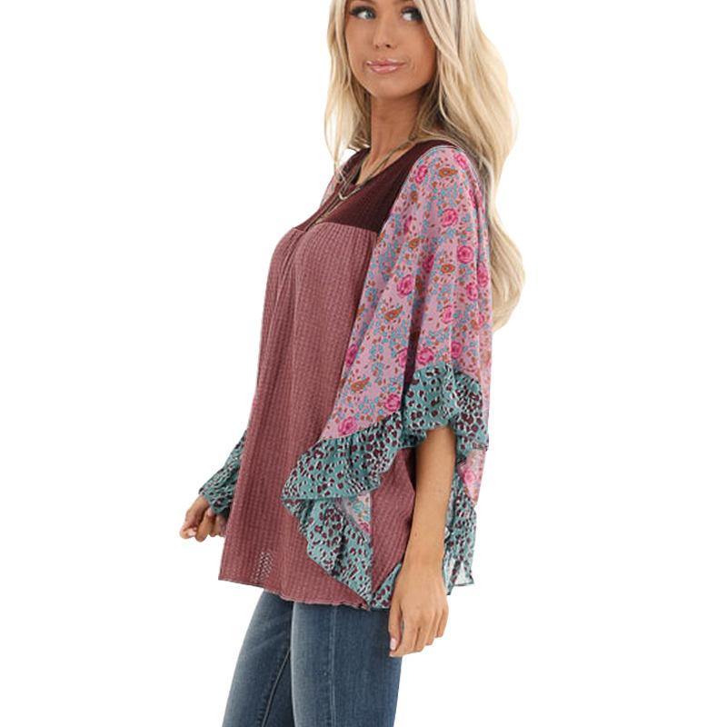Vestido a color estampado de manga de murciélago para mujer - MXbueno