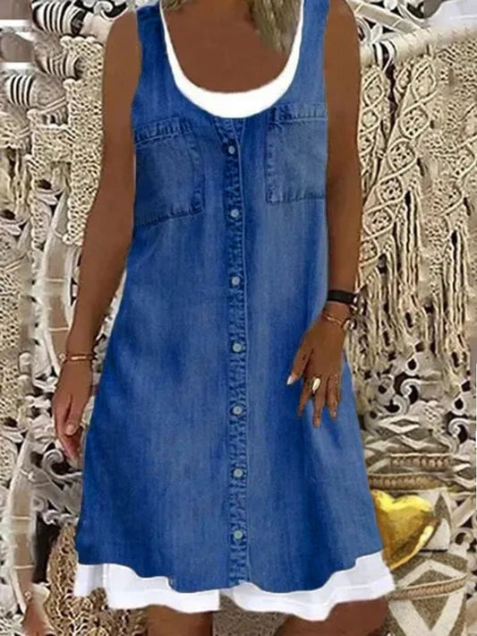 Vestido de mezclilla casual de moda suelta