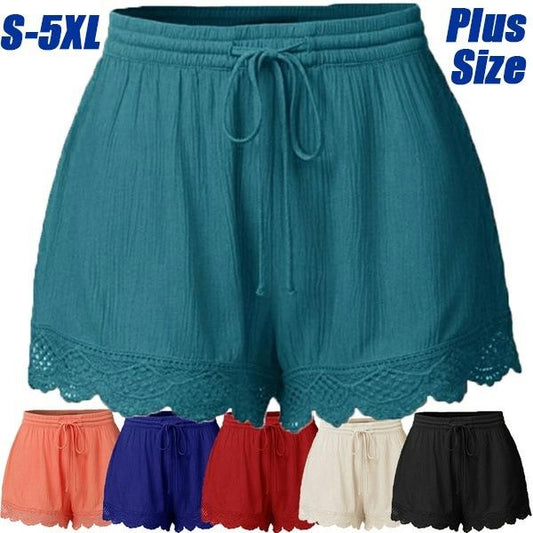 Pantalones cortos de encaje de encaje liso