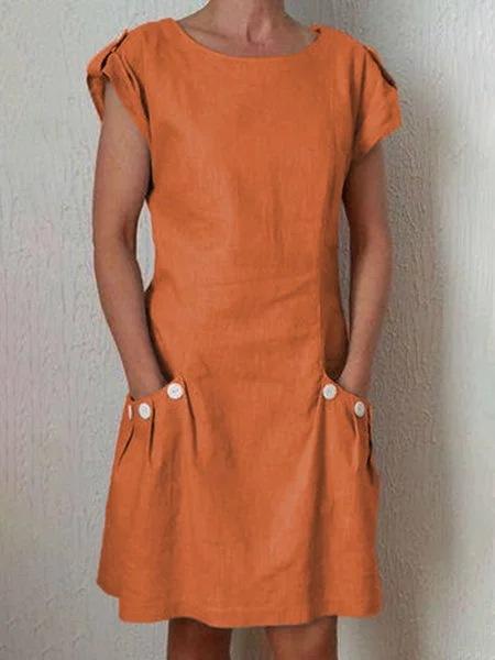Vestido de playa de verano de lino de algodón liso
