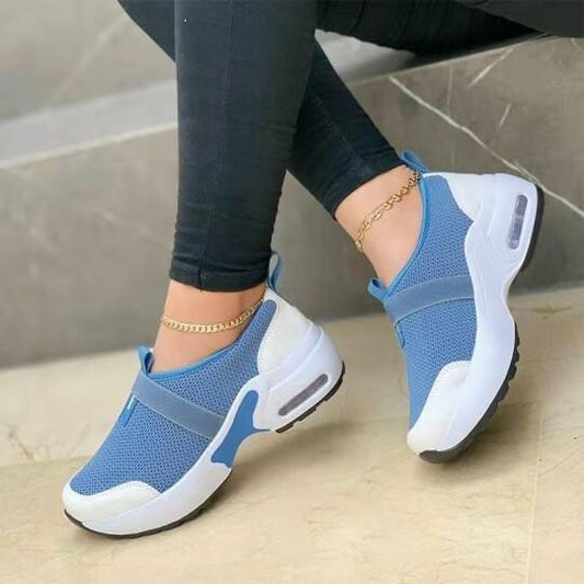 Zapatillas De Malla Con Punta Redonda Y Tacón Plano