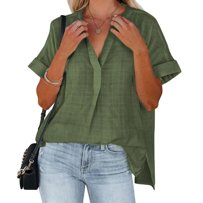 [W-Ropa] 🔥Camiseta De Verano Mujer Escote Pico Transpirable Y Cómoda