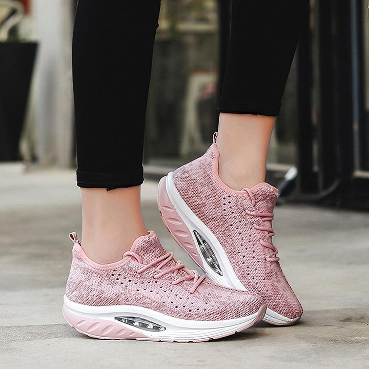Cojín de aire transpirable de las mujeres cuña corriendo zapatillas de ocio