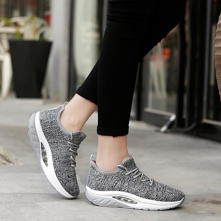 Cojín de aire transpirable de las mujeres cuña corriendo zapatillas de ocio