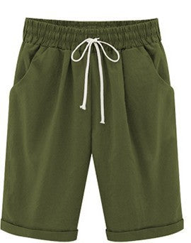[W-Ropa] Pantalones Cortos Sueltos De Cintura Elástica De Moda Para Mujer
