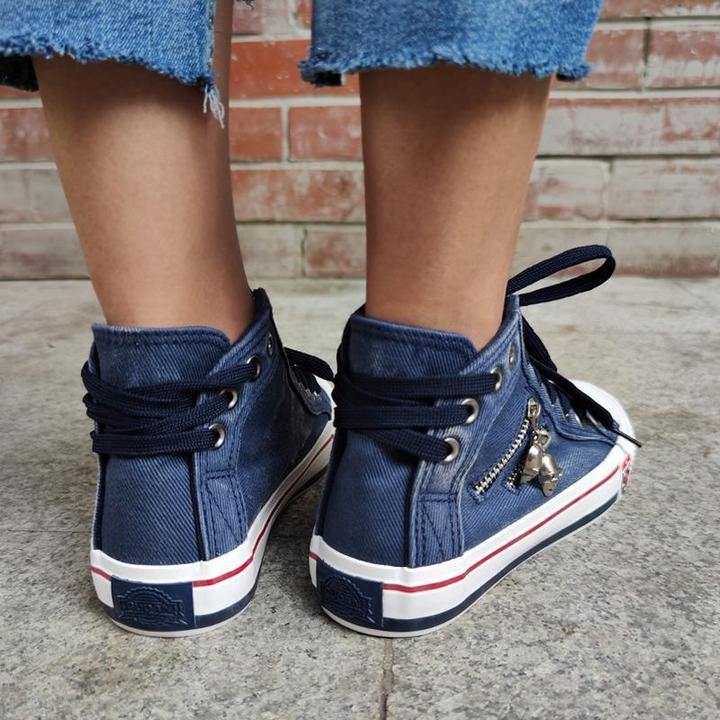 Zapatos de lona para mujer con cremallera de fondo plano - MXbueno