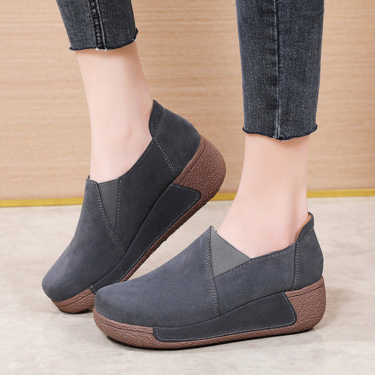 [W-Zapato] Zapatos De Plataforma De Piel De Vaca