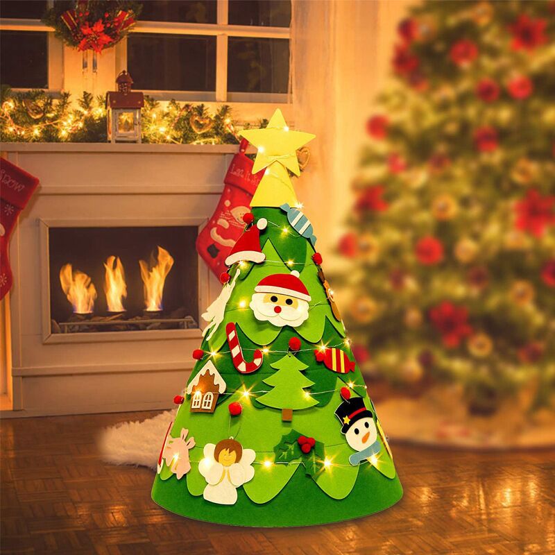 [Árbol De Navidad De Fieltro] Árbol De Navidad De Fieltro Hecho A Mano DIY Decoración Navideña Tridimensional