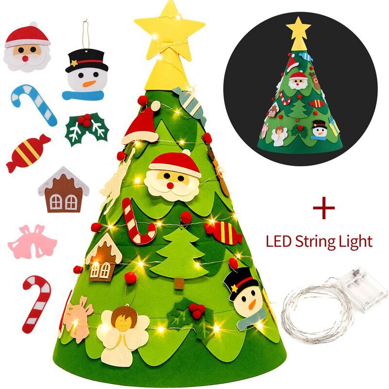 [Árbol De Navidad De Fieltro] Árbol De Navidad De Fieltro Hecho A Mano DIY Decoración Navideña Tridimensional