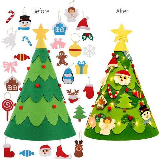 [Árbol De Navidad De Fieltro] Árbol De Navidad De Fieltro Hecho A Mano DIY Decoración Navideña Tridimensional