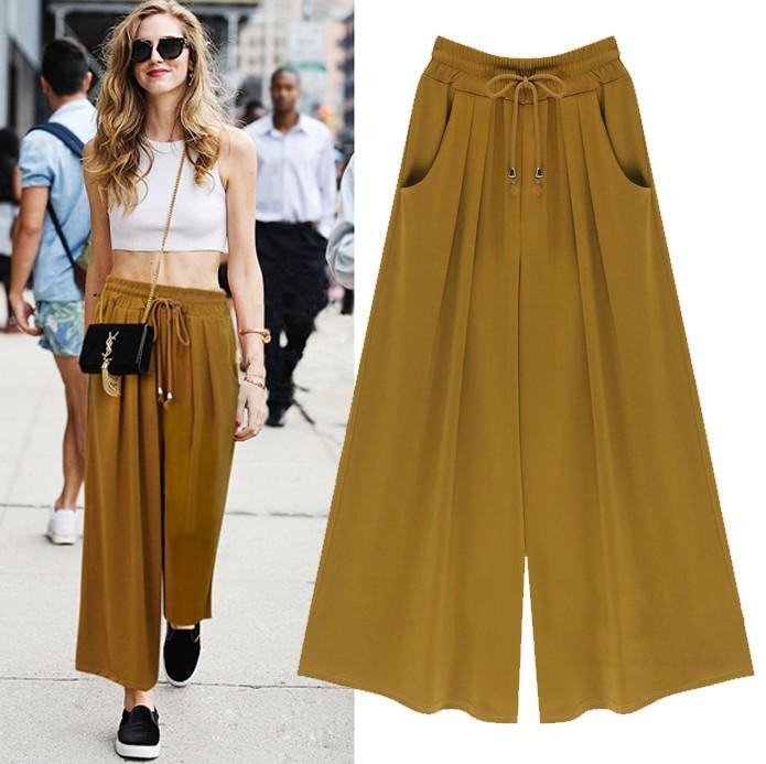 Pantalones cortos de pierna ancha para mujer con talla grande