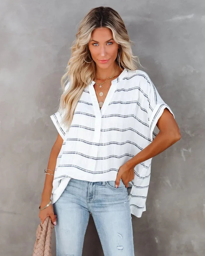 [W-Ropa] 🔥Camiseta De Verano Mujer Escote Pico Transpirable Y Cómoda