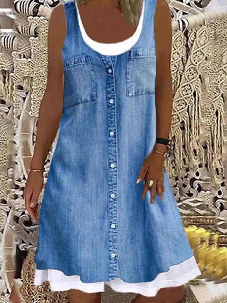 Vestido de mezclilla casual de moda suelta