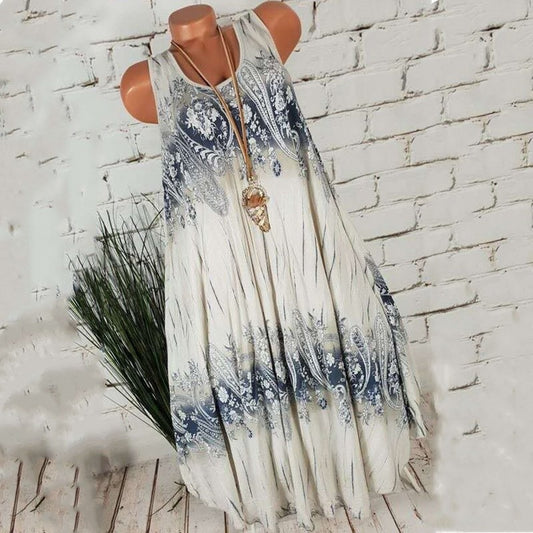 Vestido floral con cuello redondo