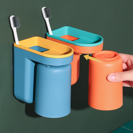 Taza De Enjuague Bucal De Lujo Ligera Sin Perforaciones Taza De Cepillado Caja De Almacenamiento Montada En La Pared