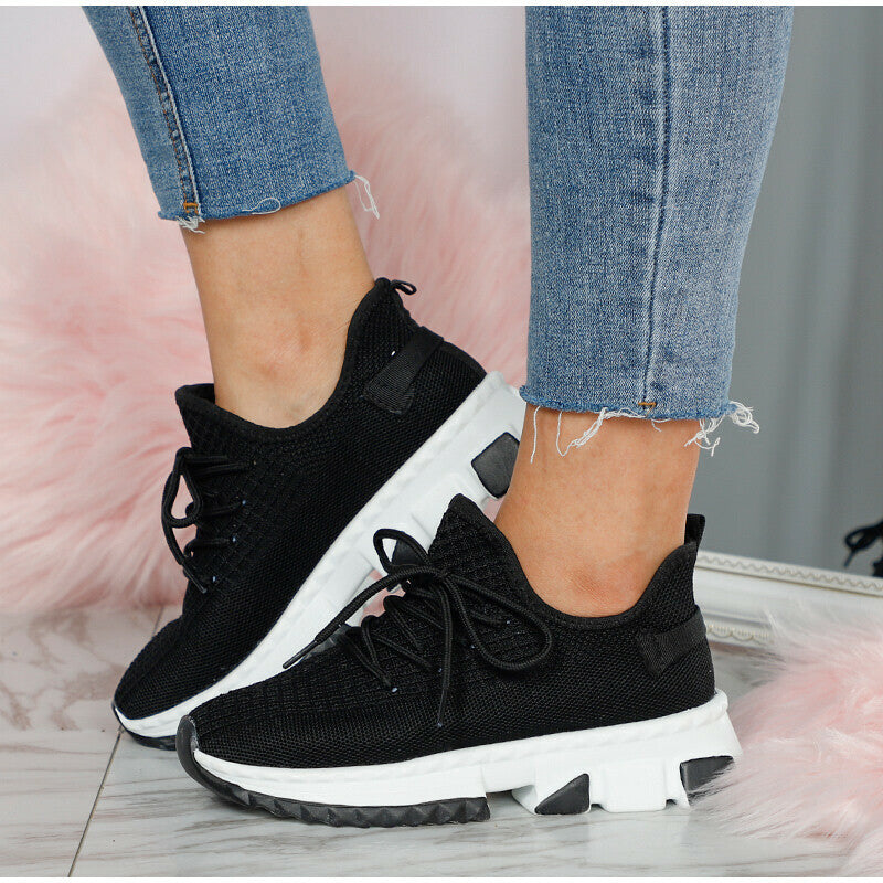 Zapatillas De Malla Con Cordones De Punto Casual
