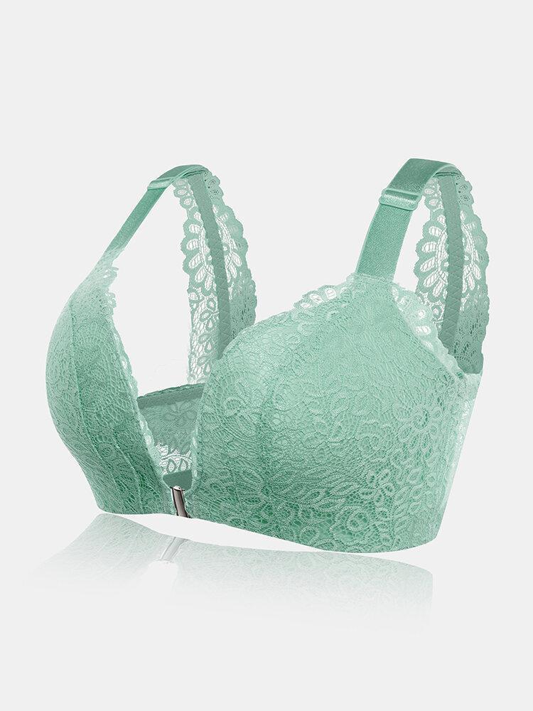 Sujetador De Encaje Con Botones Delanteros Sexy Para Mujer