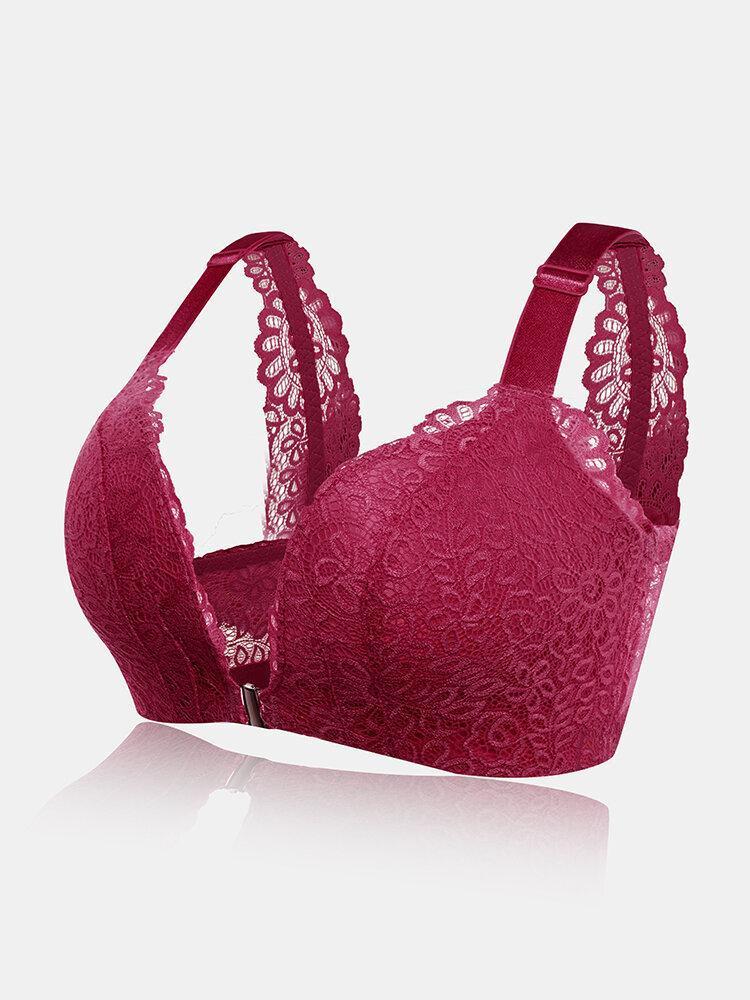 Sujetador De Encaje Con Botones Delanteros Sexy Para Mujer
