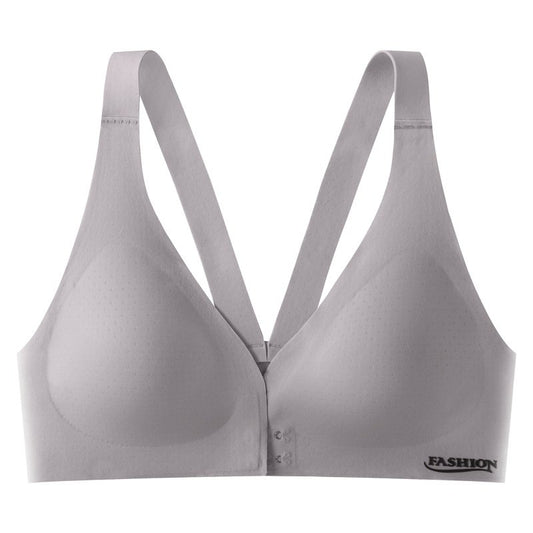 [W-Ropa Interior] Sujetador Con Botones En La Parte Delantera Trasera De Belleza De Seda De Hielo Sin Fruncido De Anillo De Acero