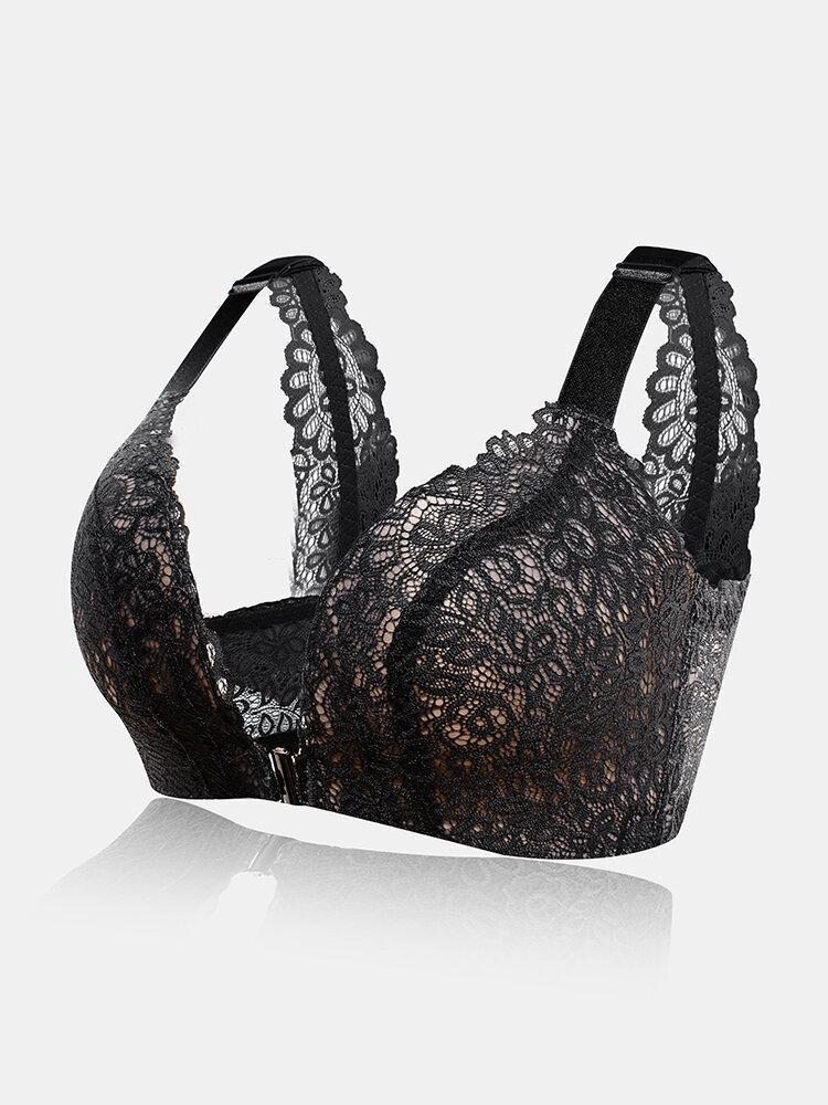 Sujetador De Encaje Con Botones Delanteros Sexy Para Mujer
