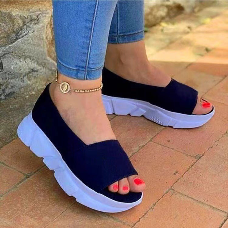[W-Zapato] Zapatos De Plataforma De Sandalias De Boca De Pescado De Primavera