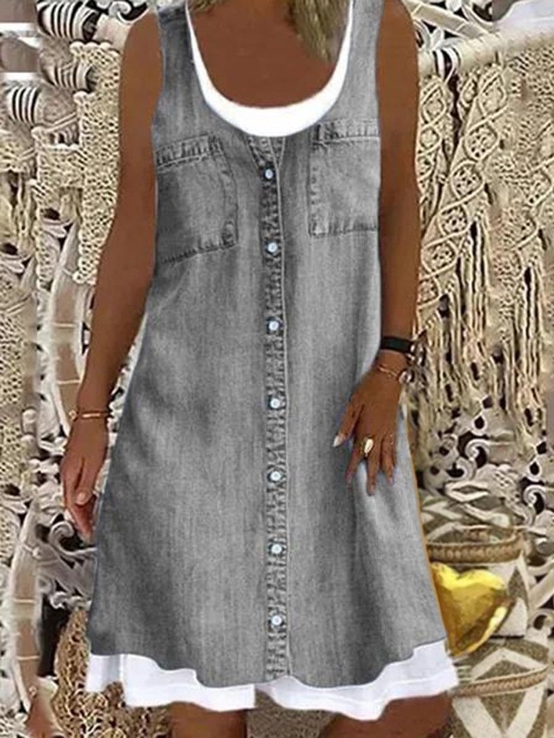 Vestido de mezclilla casual de moda suelta