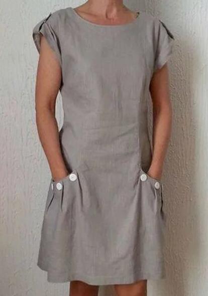 Vestido de playa de verano de lino de algodón liso