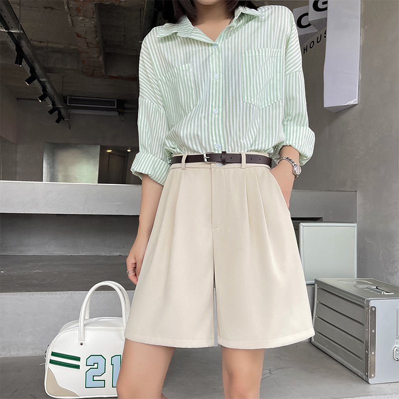 [W-Ropa] Pantalones Cortos De Traje Sueltos Y Frescos