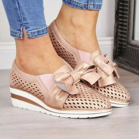 Zapatos Casuales De Cuero Con Cordones Para Mujer