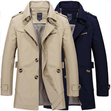 Gabardina de hombre de algodón de longitud media - MXbueno