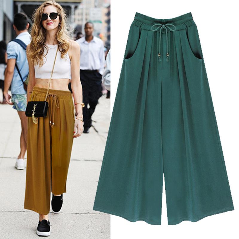 Pantalones cortos de pierna ancha para mujer con talla grande